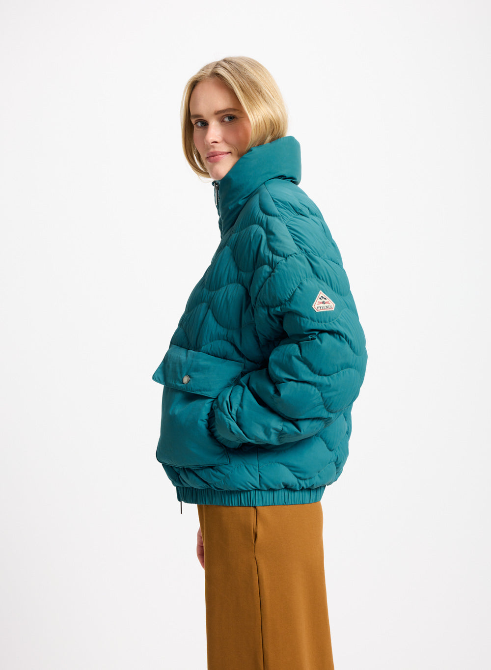 Doudoune courte bomber Pyrenex Enola turquoise-4
