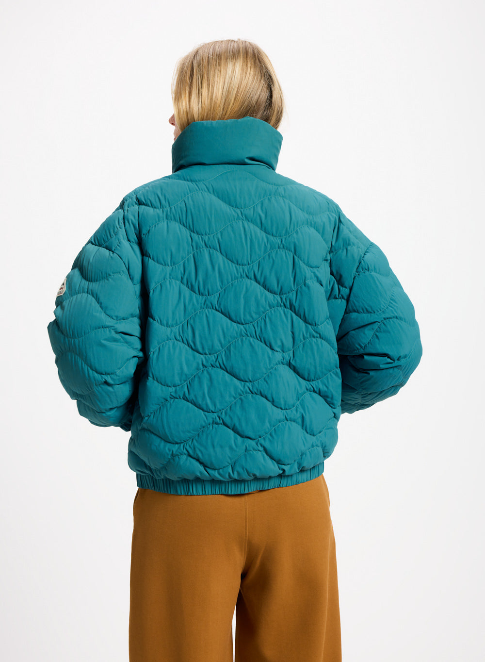 Doudoune courte bomber Pyrenex Enola turquoise-5