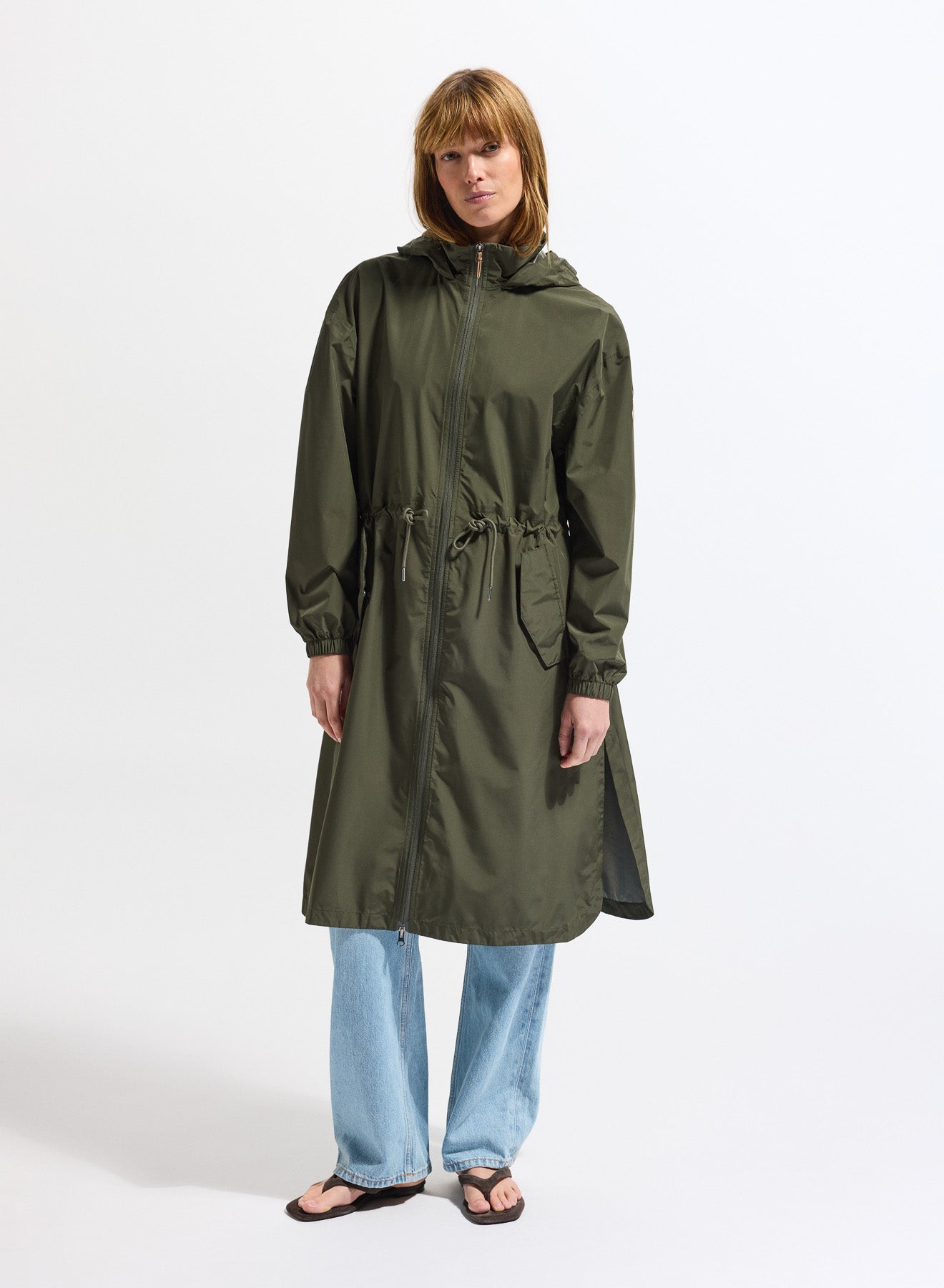 Parka longue imperméable femme à capuche Pyrenex Gemme verte kaki