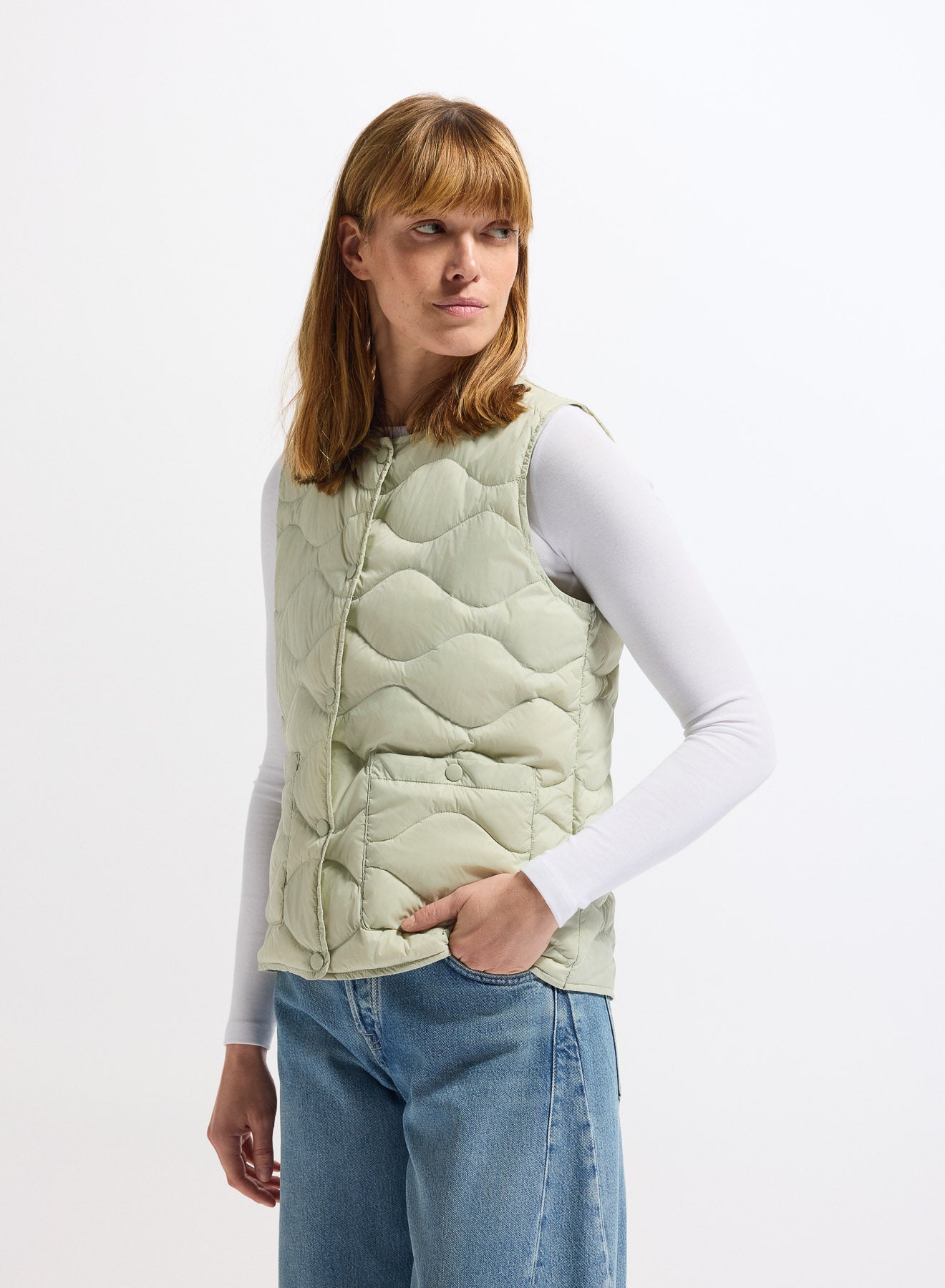 Doudoune ultra-lègère sans manches femme Pyrenex Orite Vest verte pastel