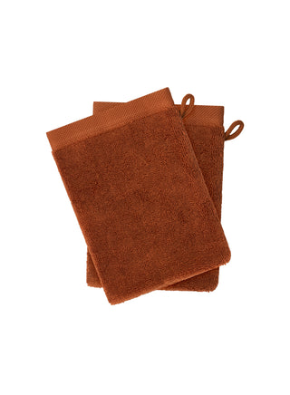 Set aus zwei Waschhandschuhen Terrakotta Hana