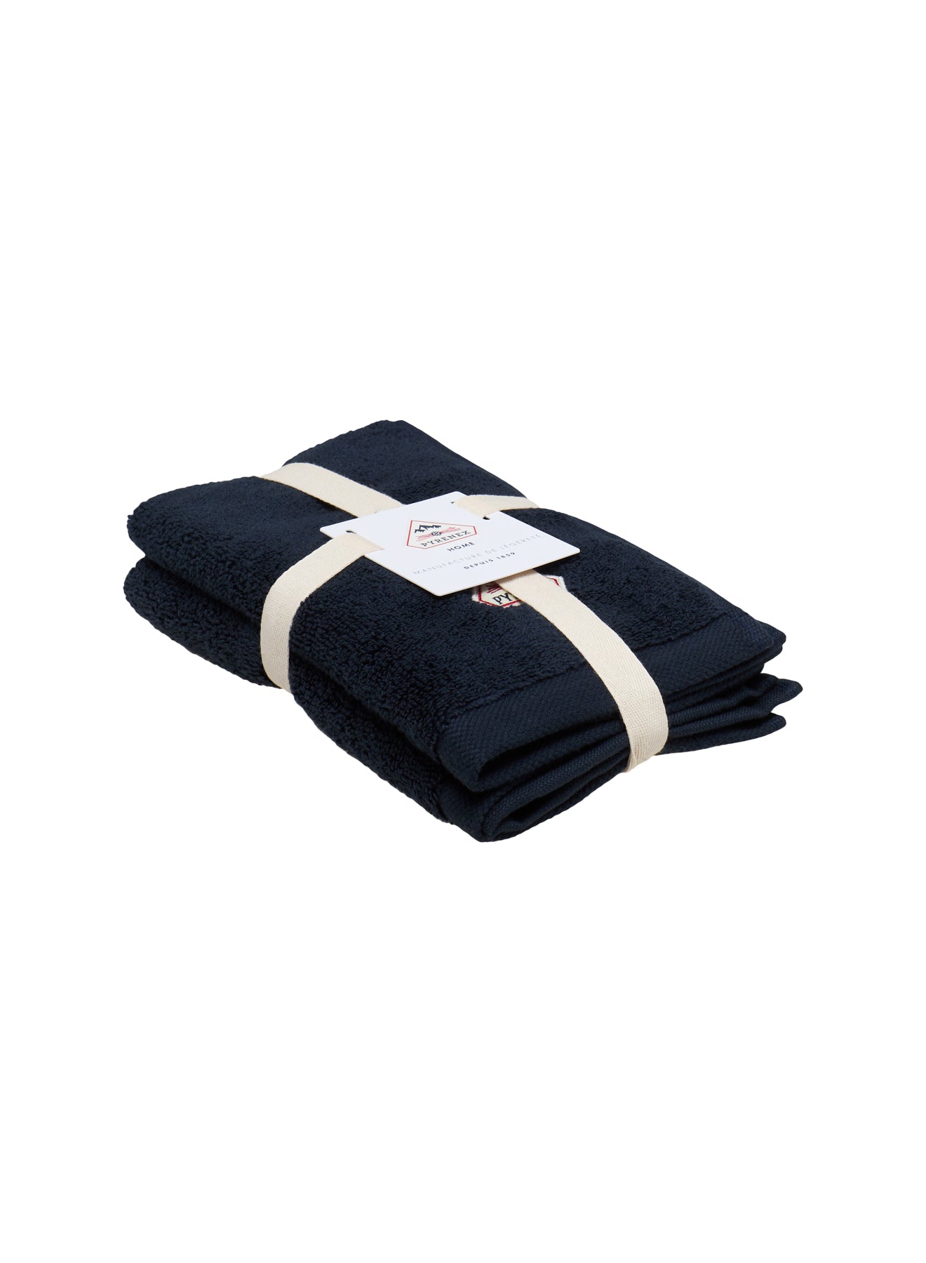 Set de deux serviettes invités bleu foncé Hana