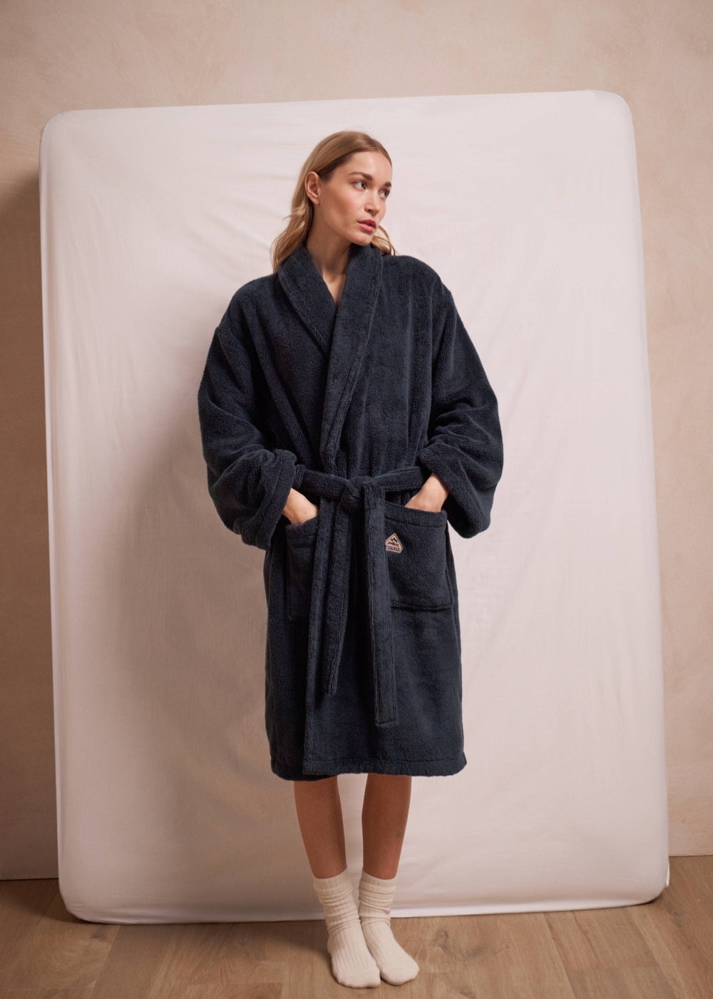 peignoir bleu marine coton pyrenex