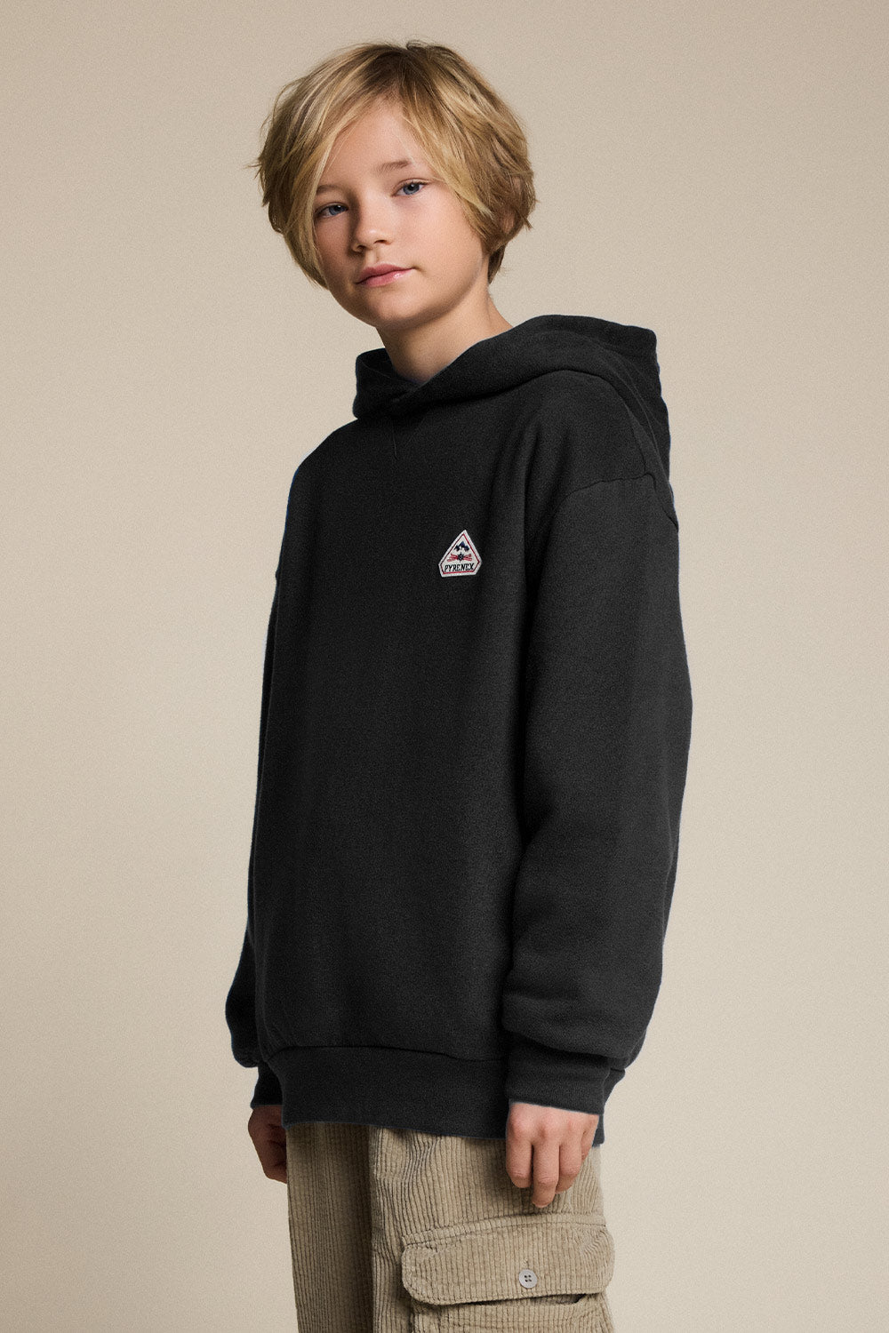 Sweat à capuche enfant en coton bio Pyrenex Arcol noir-1