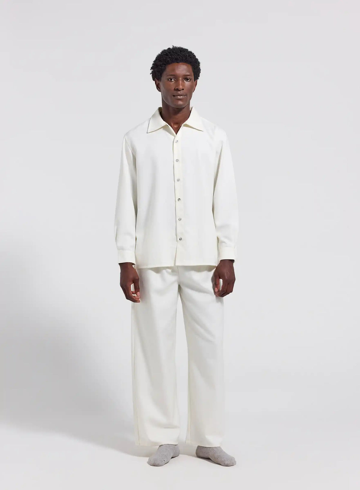 Pyjama Paul flanelle 100% coton blanc-4