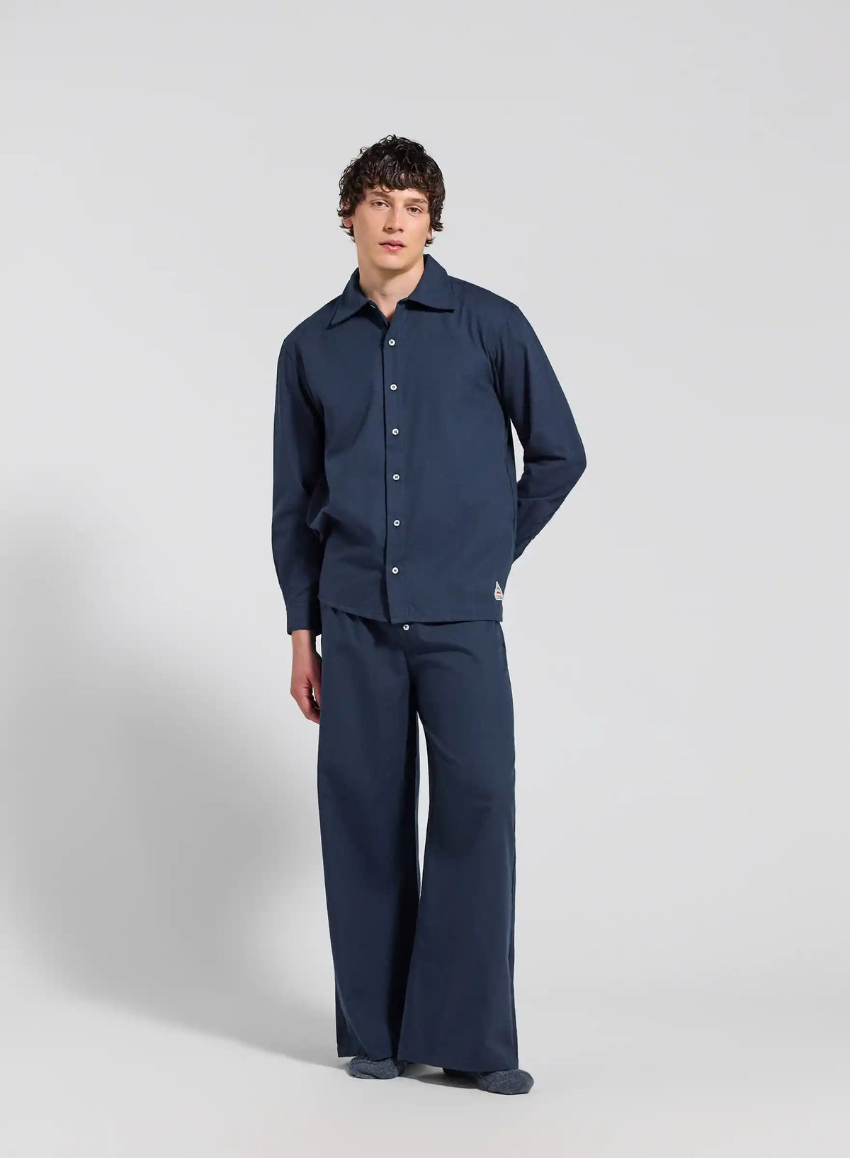 Pyjama Paul flanelle 100% coton bleu marine-3