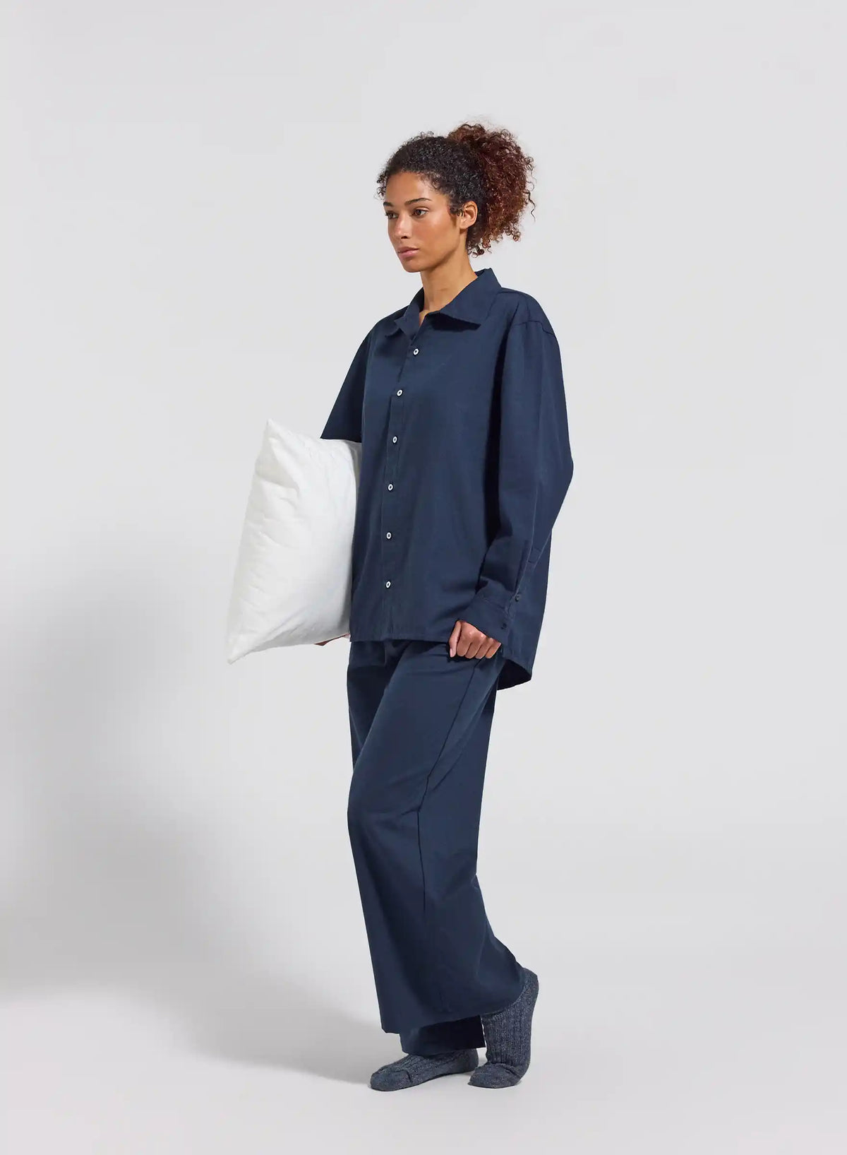 Pyjama Paul flanelle 100% coton bleu marine-16
