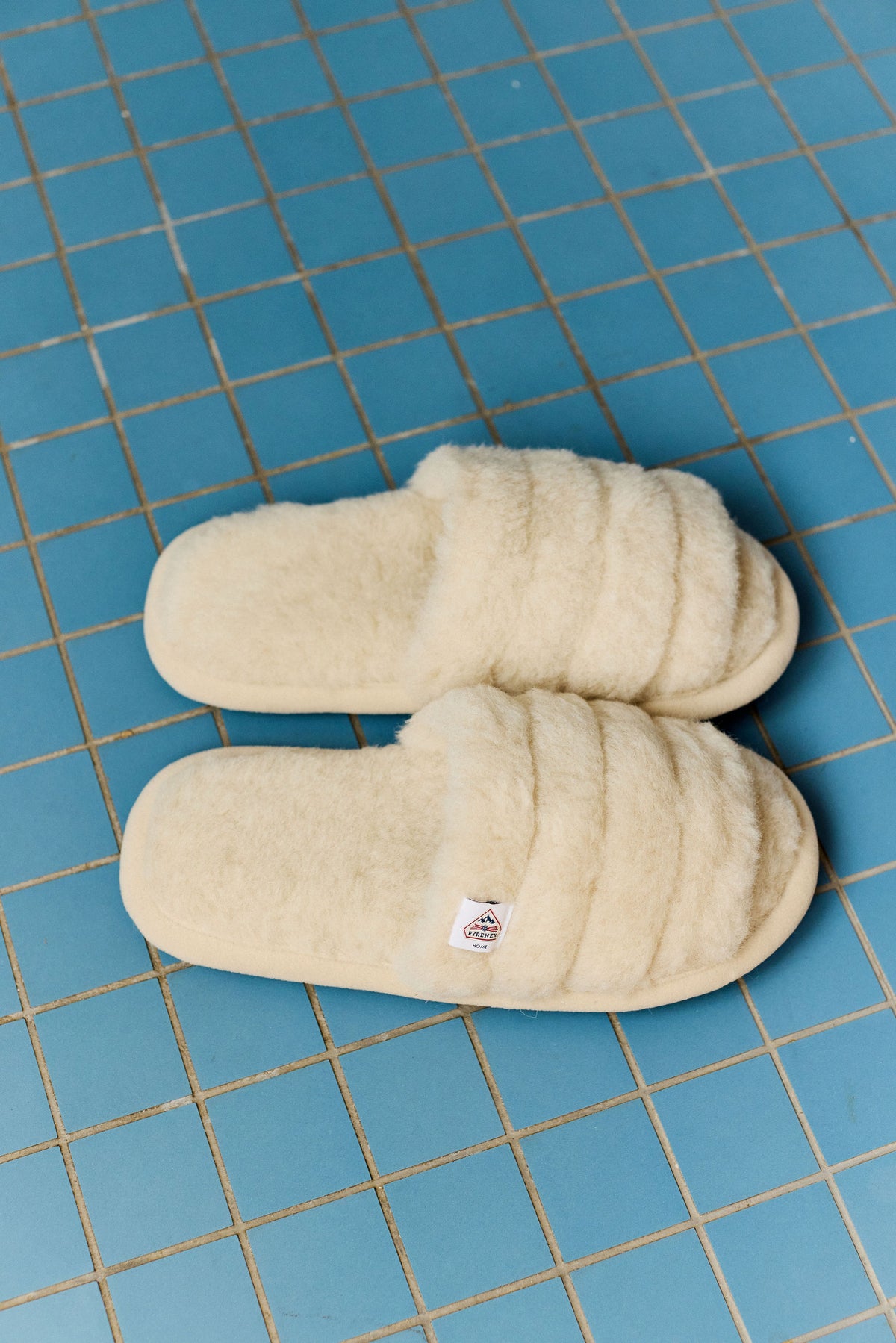 Chaussons mules 100% laine mérinos Alba femme beige