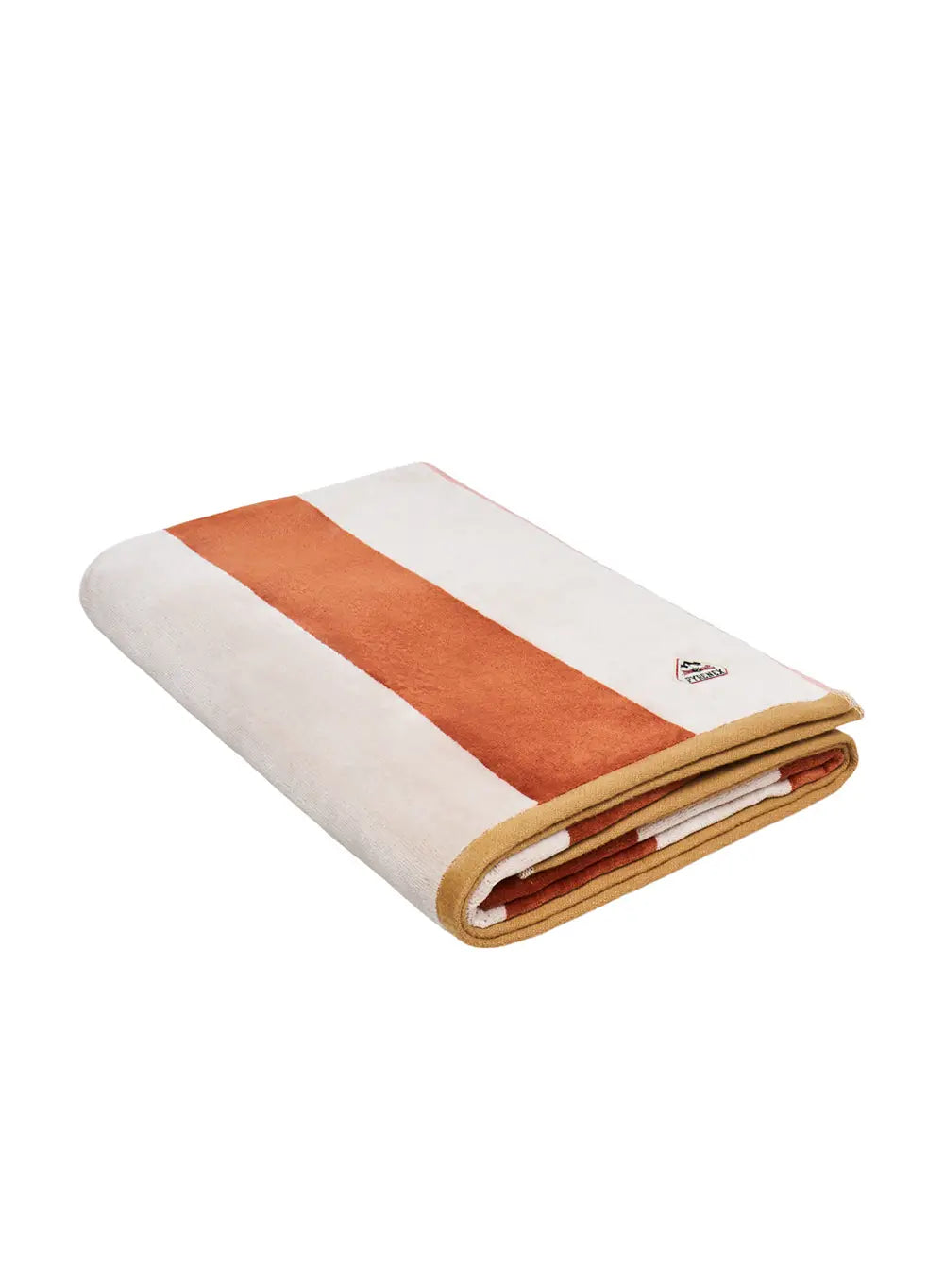 Serviette de plage Sora 100% coton rayures tissées terracotta