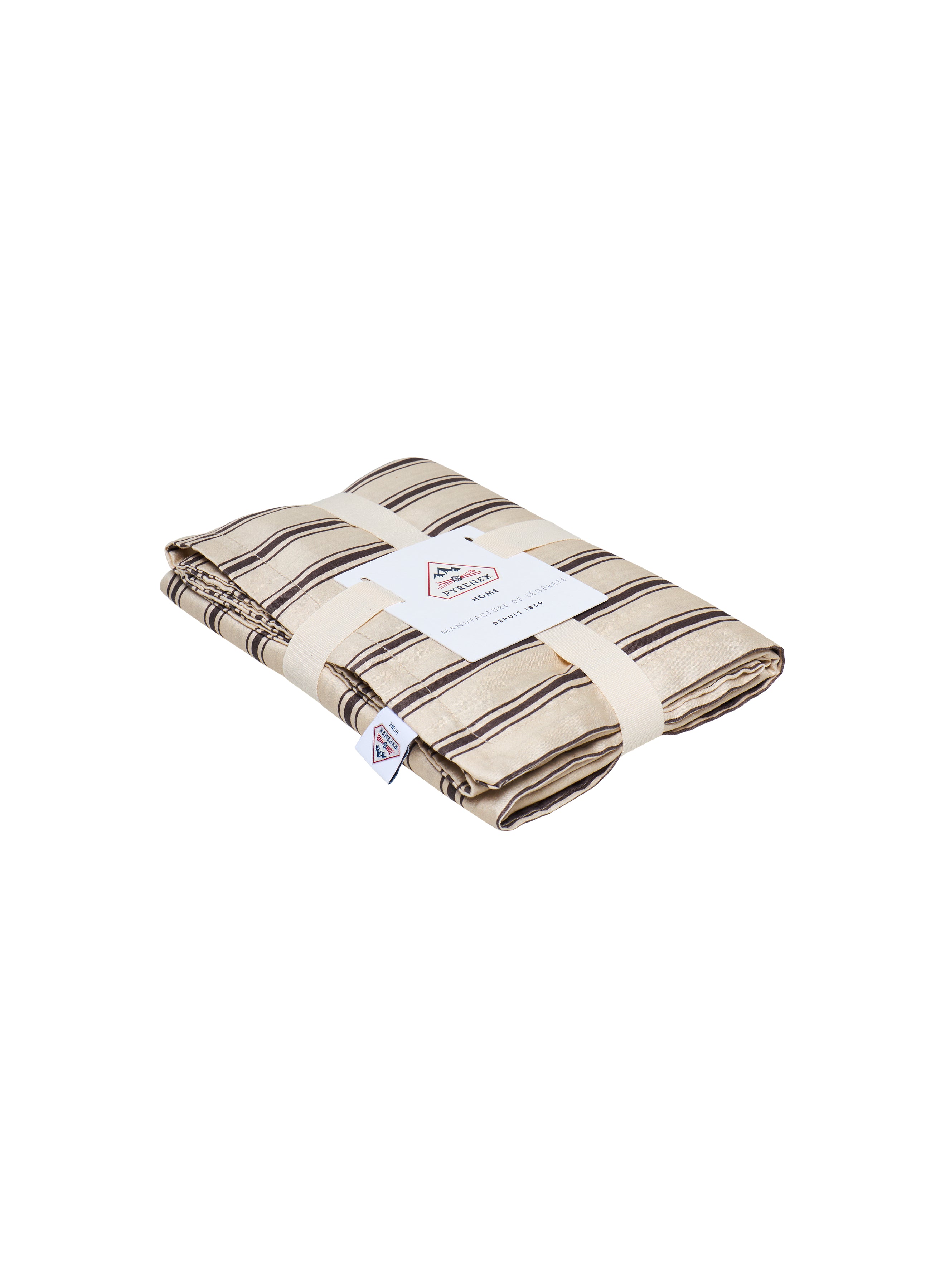 Taies d'oreiller x2 à rayures marron et écru en coton et TENCEL™ Lyocell-5