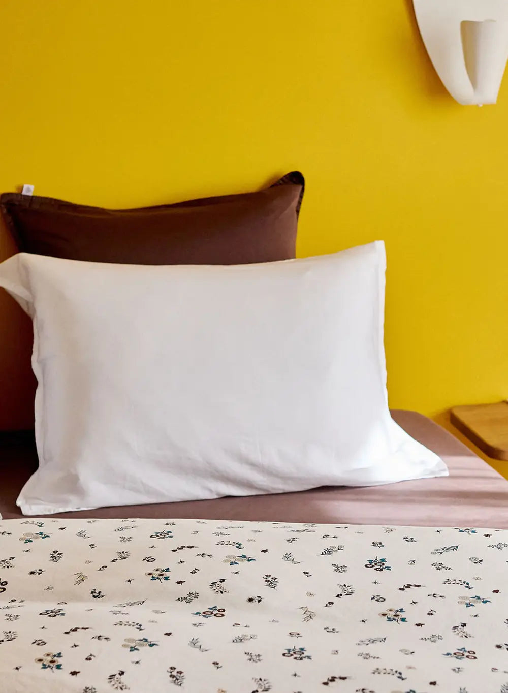 Taies d'oreiller x2 unies blanches en coton et TENCEL™ Lyocell