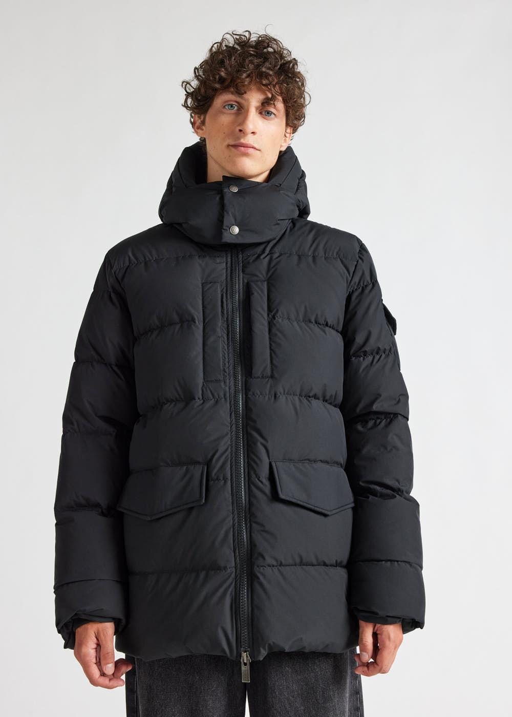Men's Pyrenex Sterling hooded warm down jacket black-2
