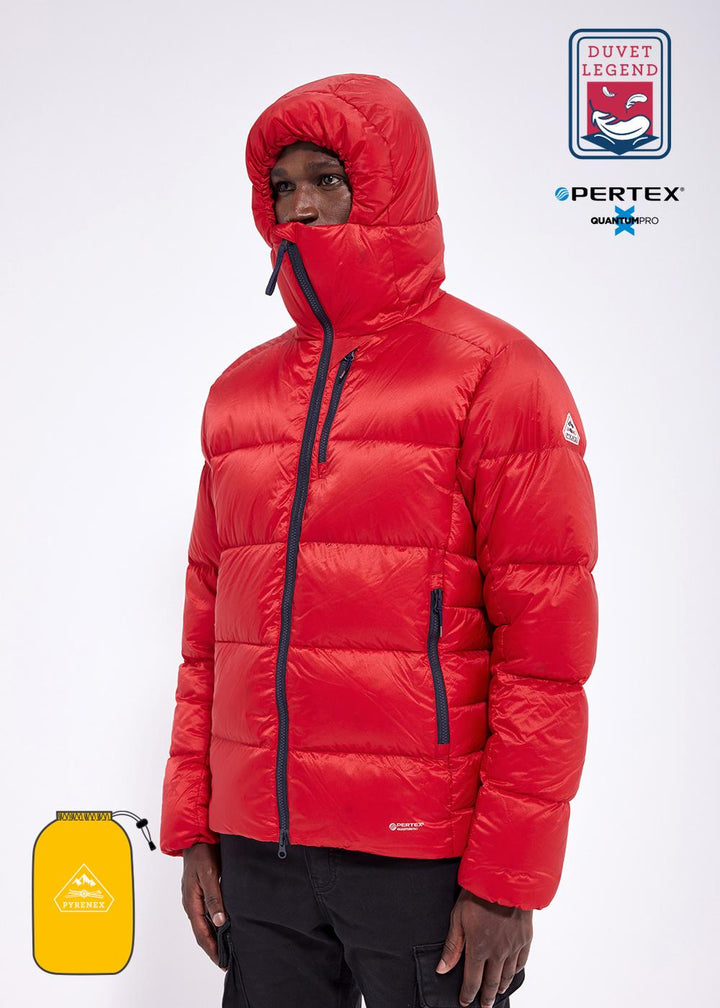 Technische Daunenjacke Pyrenex Hudson XP mit Kapuze in chinesischem Rot