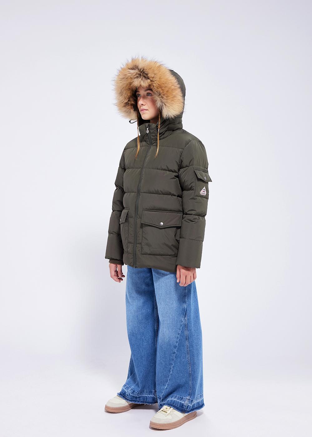 Authentische Smooth-Daunenjacke für Kinder, tiefes Khaki-1