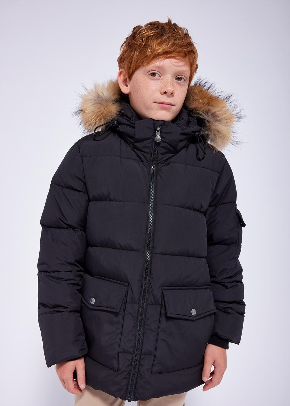 Hooded down parka for kids with real fur Authentic Smooth Pyrenex