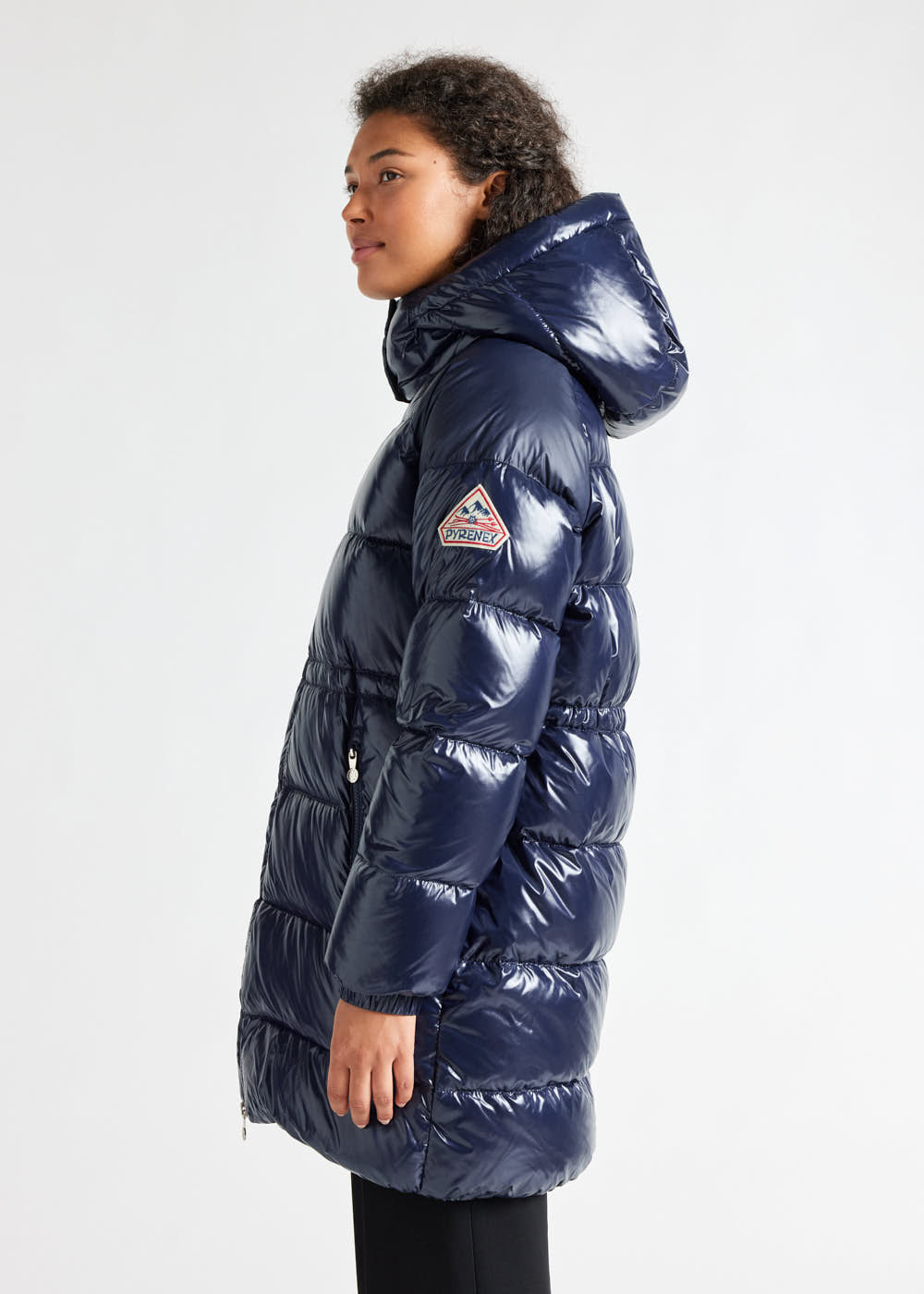 Women's Pyrenex Fusion shiny hooded down jacket amiral-3