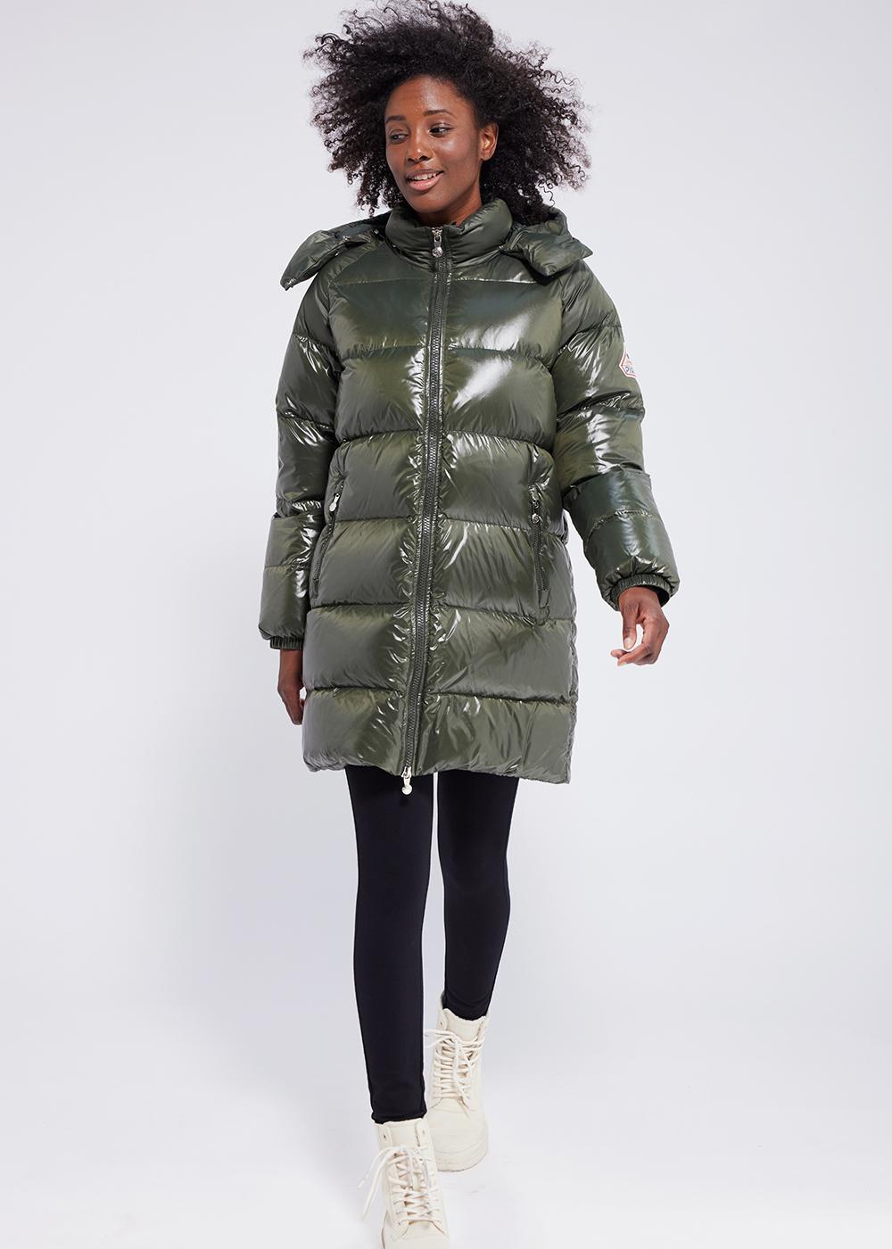 Pyrenex Fusion Deep Khaki Damen-Daunenjacke mit Kapuze-1