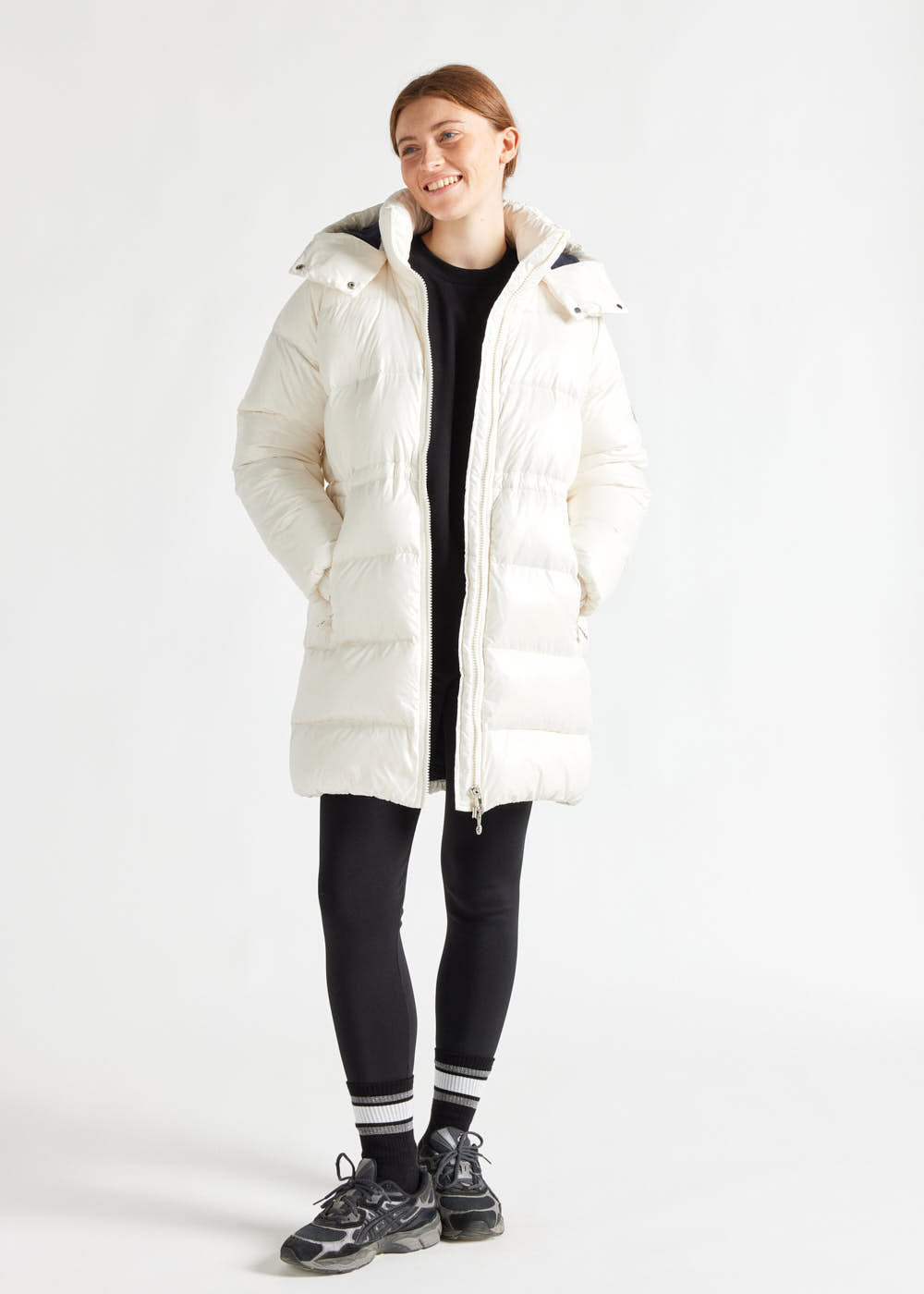 Women's Pyrenex Fusion shiny hooded down jacket milk-5