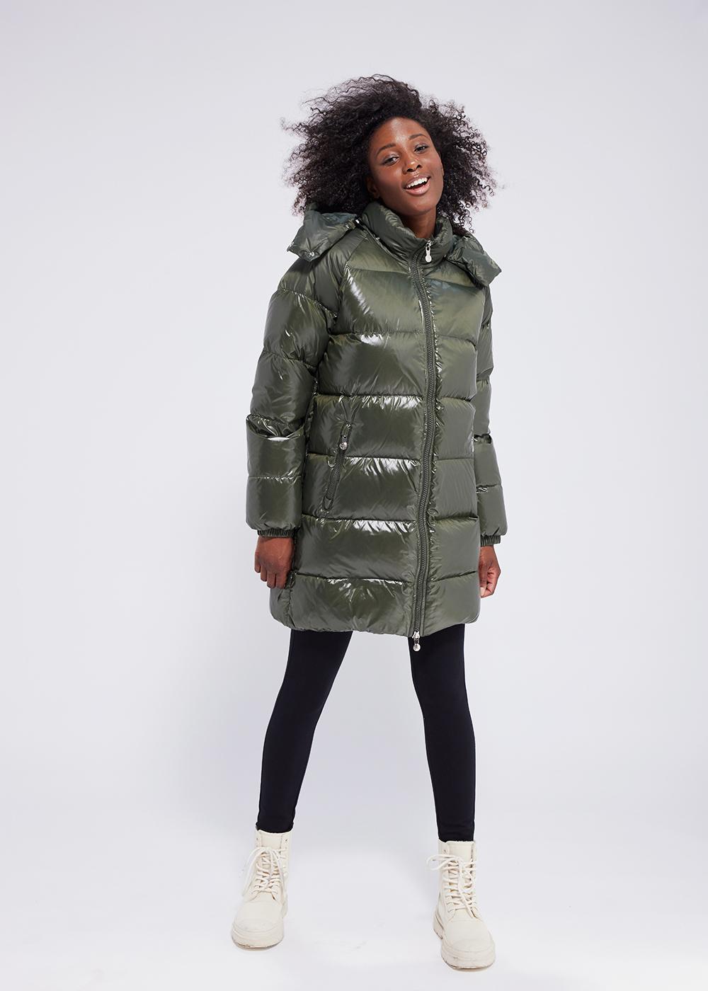 Pyrenex Fusion Deep Khaki Damen-Daunenjacke mit Kapuze-2