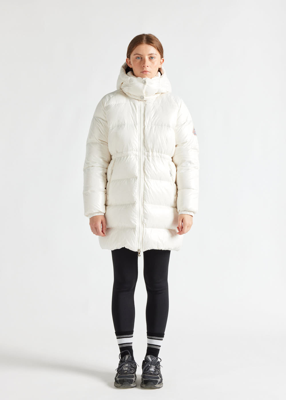 Women's Pyrenex Fusion shiny hooded down jacket milk-1