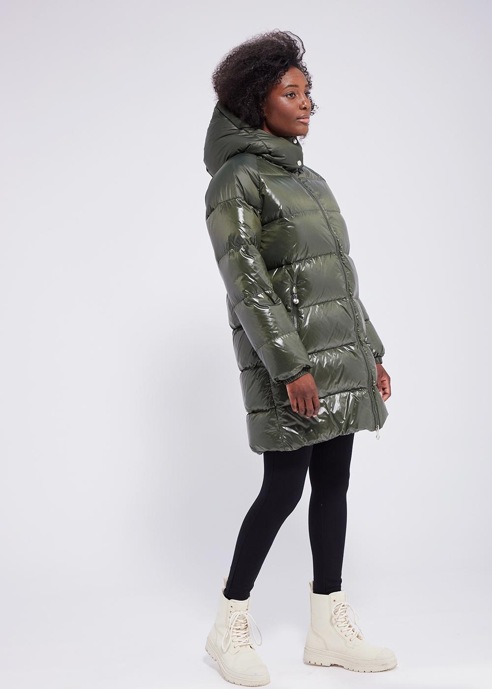 Pyrenex Fusion Deep Khaki Damen-Daunenjacke mit Kapuze-3