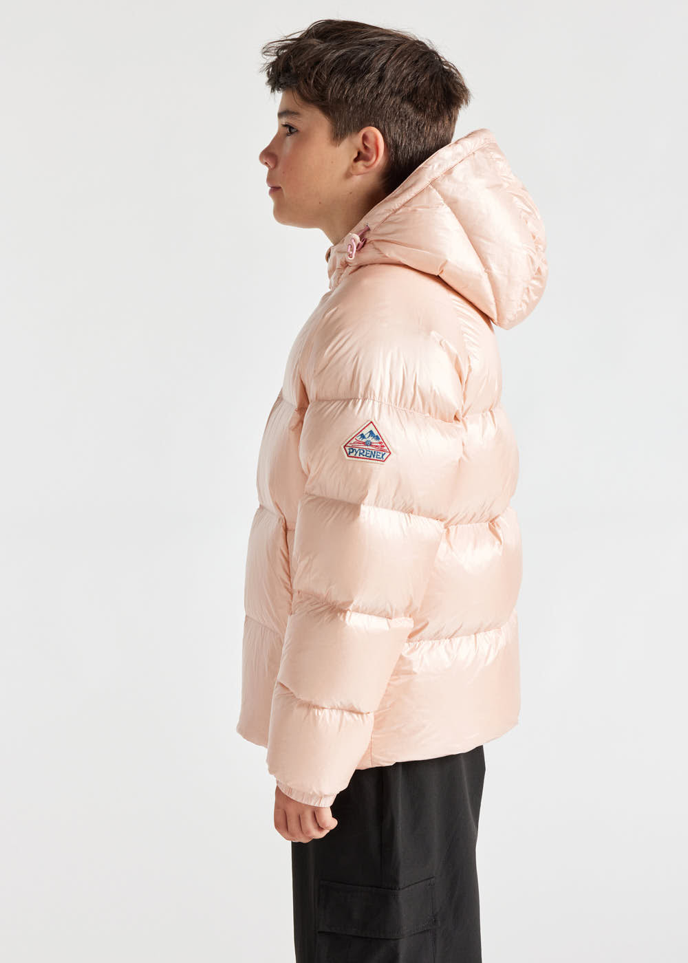 Kids' Pyrenex Sten hooded down jacket peach-whip-9