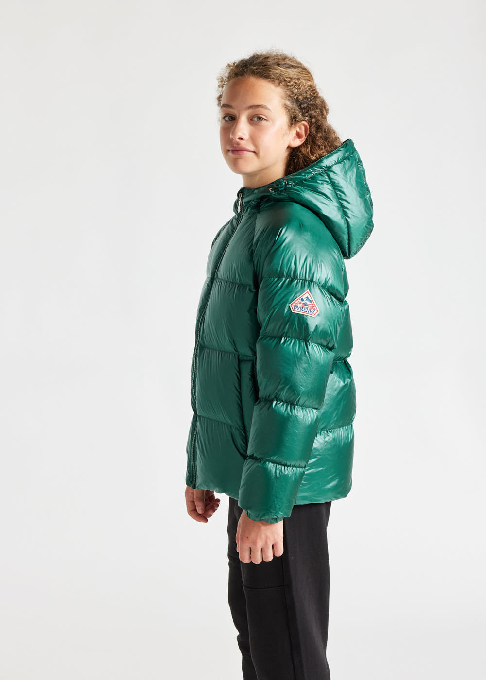 Kids' Pyrenex Sten hooded down jacket forest-biome-5