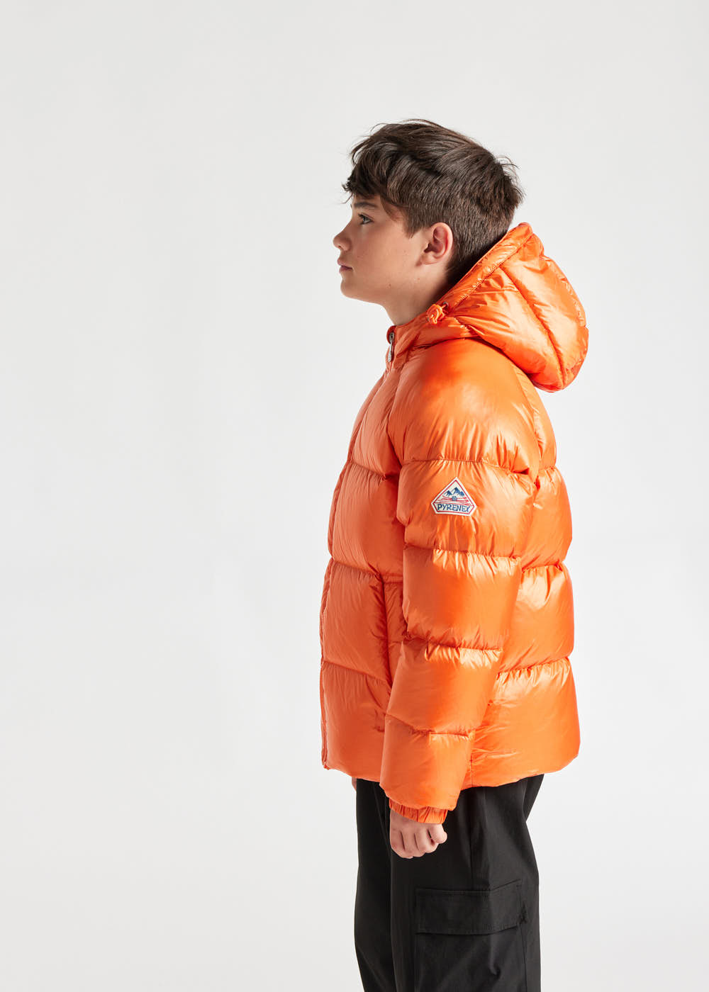 Kids' Pyrenex Sten hooded down jacket clementine-4