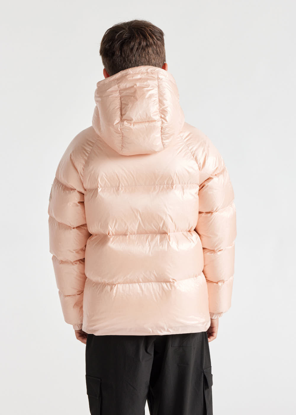 Kids' Pyrenex Sten hooded down jacket peach-whip-10