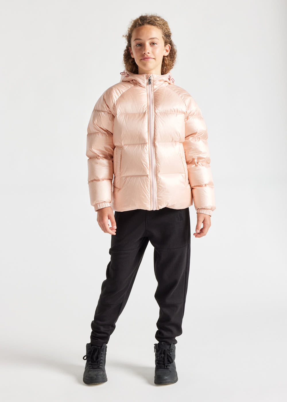 Kids' Pyrenex Sten hooded down jacket peach-whip-2