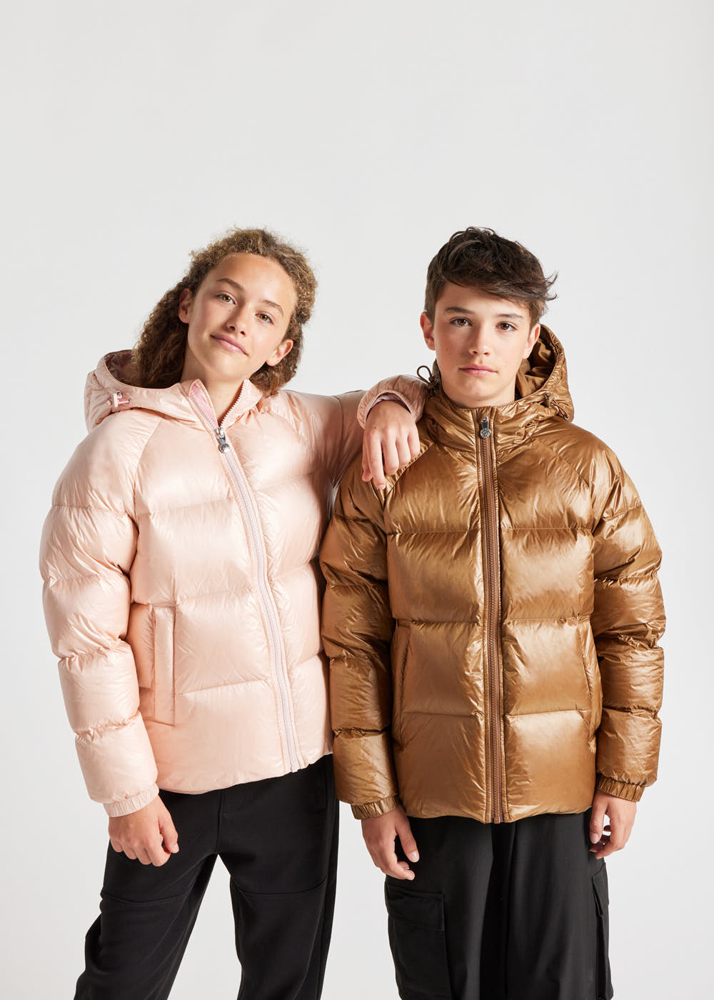 Kids' Pyrenex Sten hooded down jacket peach-whip-1