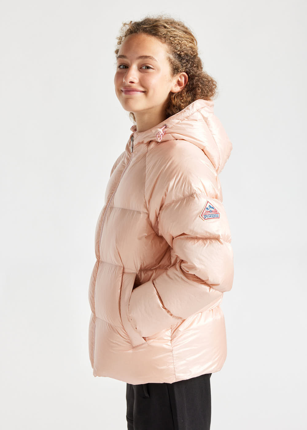 Kids' Pyrenex Sten hooded down jacket peach-whip-5