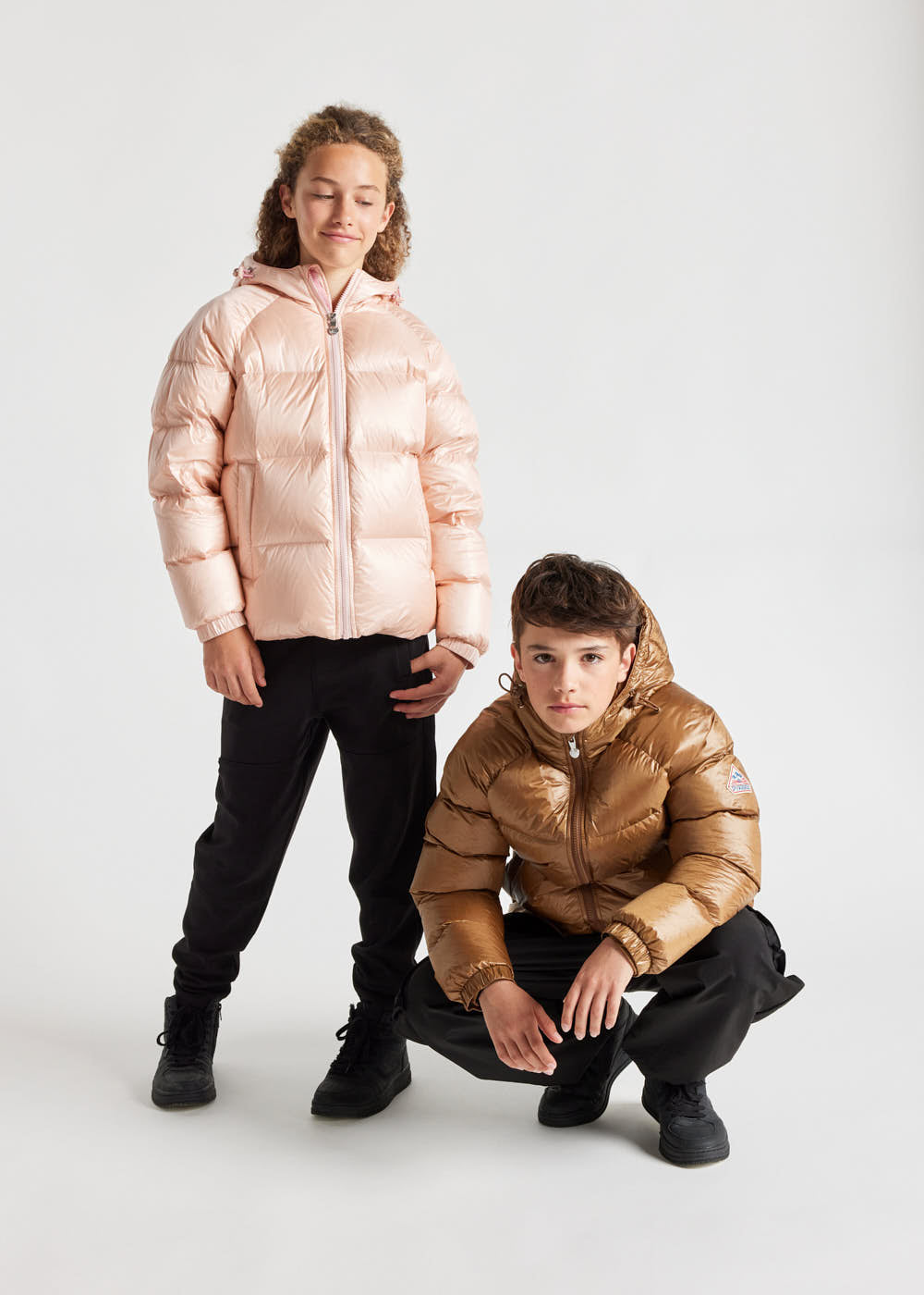 Kids' Pyrenex Sten hooded down jacket peach-whip-6