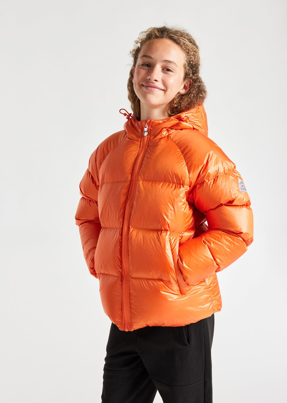 Kids' Pyrenex Sten hooded down jacket clementine-5