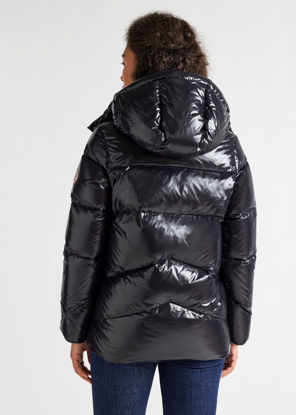 Pyrenex Galactic glänzende Daunenjacke für Damen mit Kapuze Schwarz-5