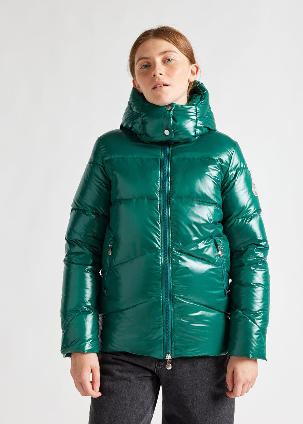 Pyrenex Galactic glänzende Daunenjacke für Damen mit Kapuze Forest Biome-3