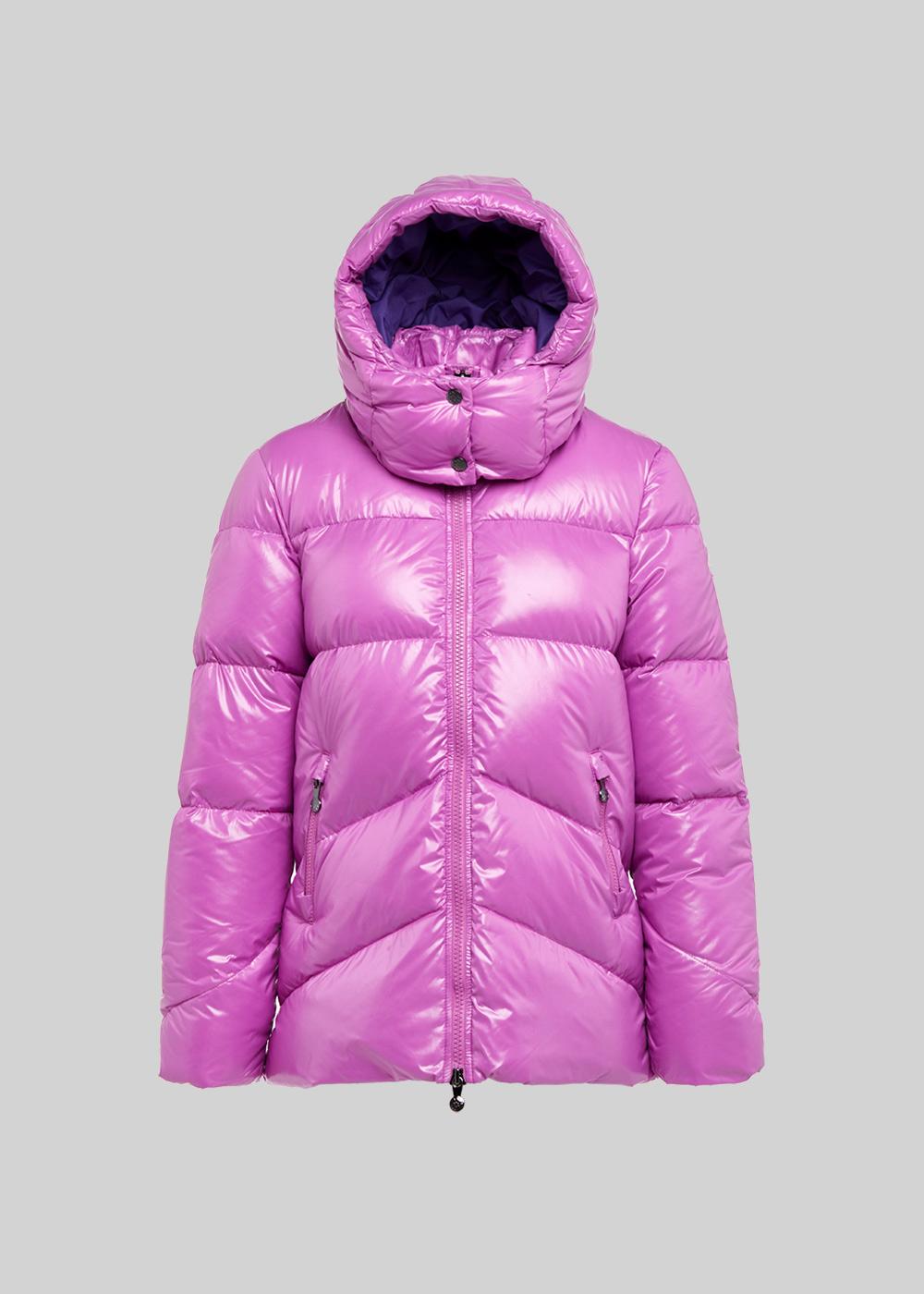 Pyrenex Galactic glänzende Daunenjacke für Damen mit Kapuze Fuchsia-6