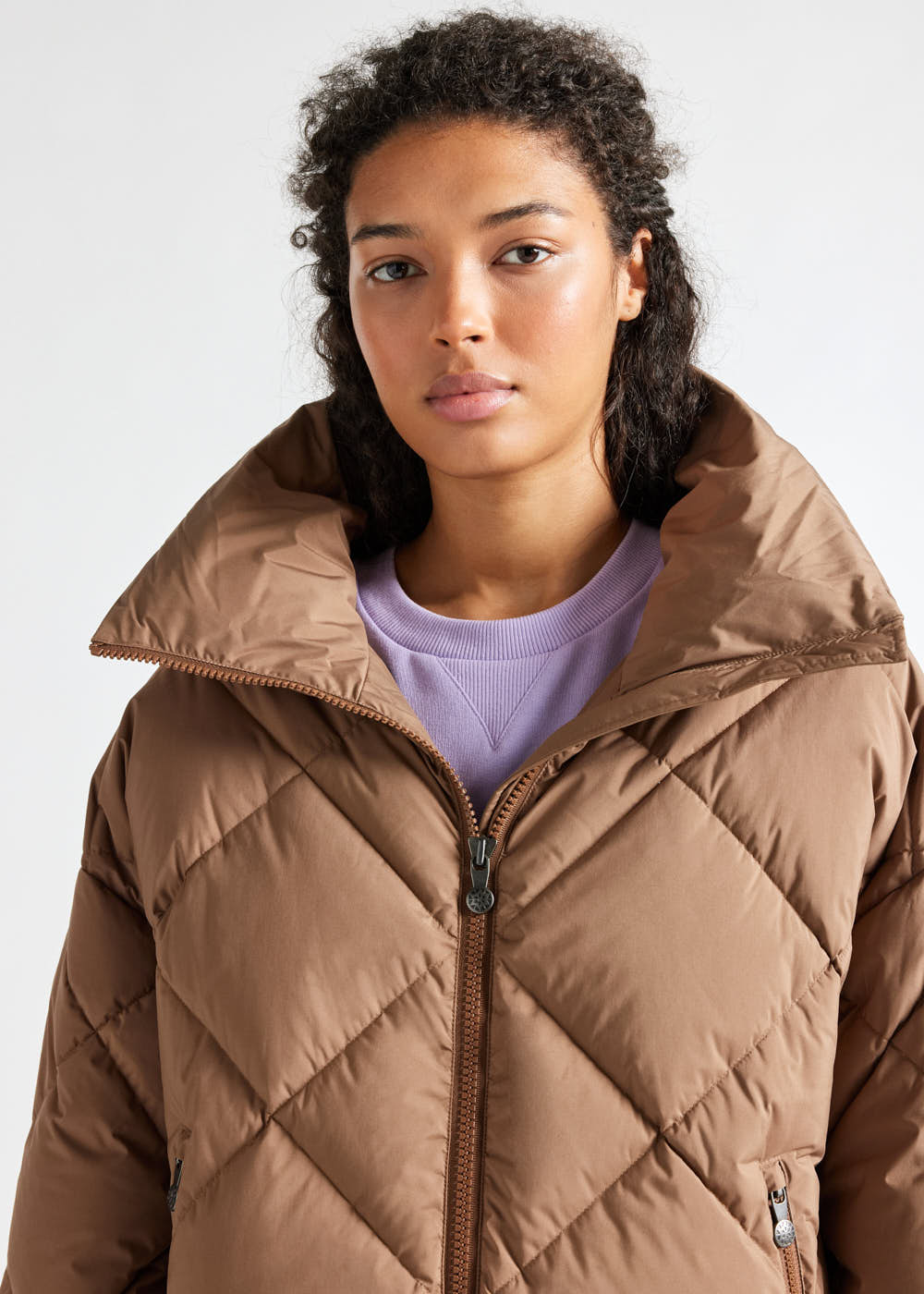 Women's Pyrenex Adele oversize down jacket terra-2