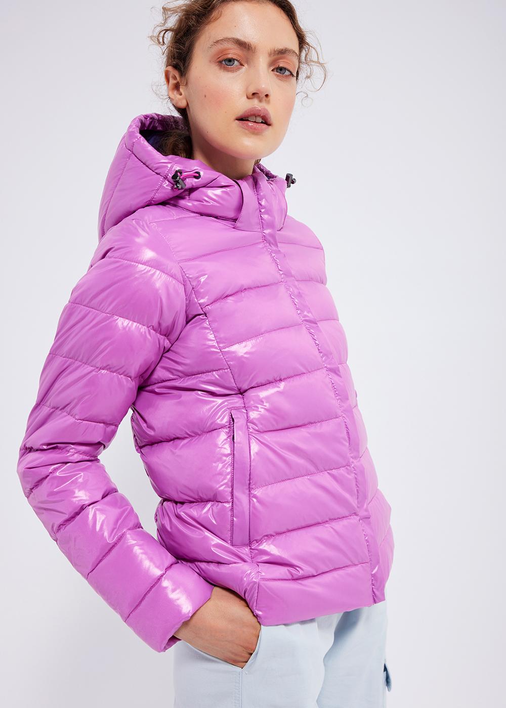 Women's Pyrenex Spoutnic Shiny hooded down jacket fuchsia-2