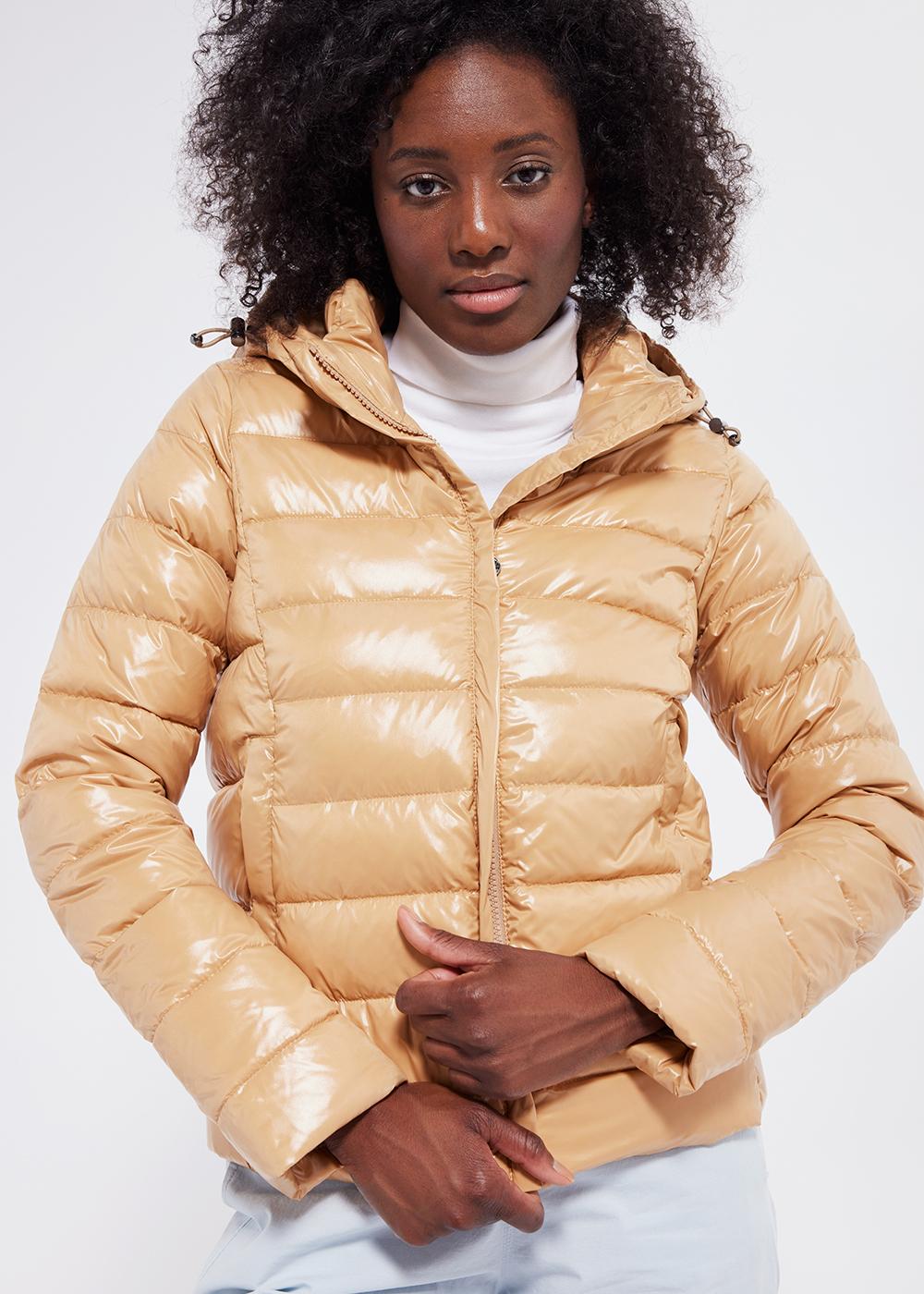 Women's Pyrenex Spoutnic Shiny hooded down jacket iced-coffee-2