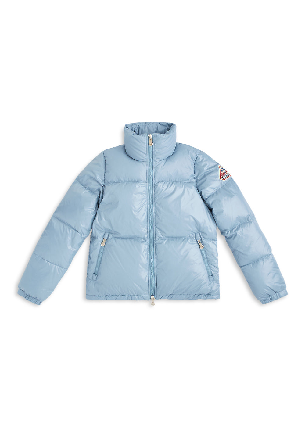 Women's Pyrenex Goldin short and shiny down jacket dusty-blue-5