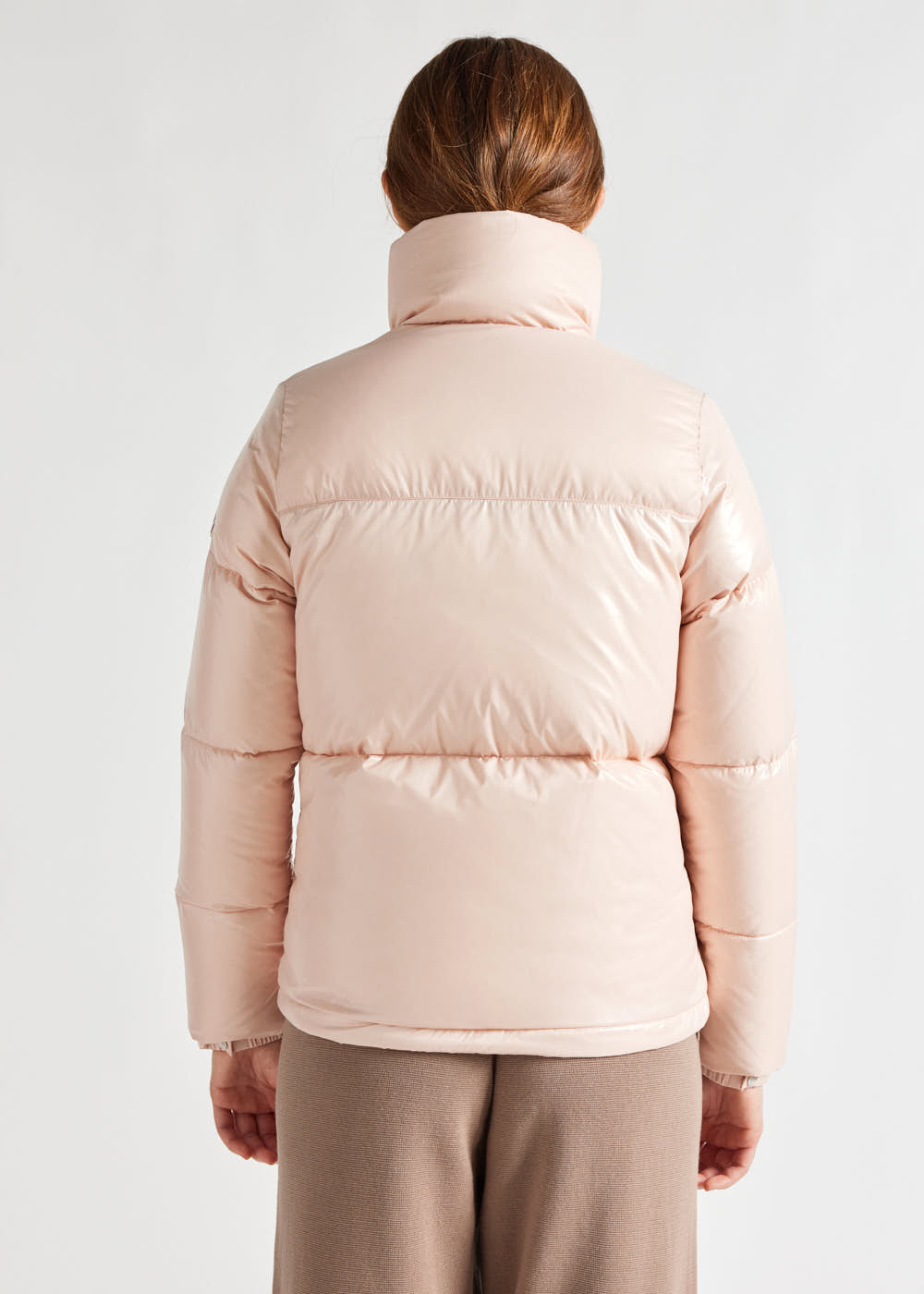 Kurze, glänzende Daunenjacke für Damen Pyrenex Goldin Peach Whip-4