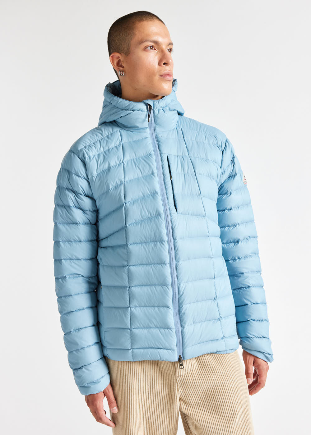 Men's Pyrenex Zenith lighweight and packable hooded down jacket dusty blue-3