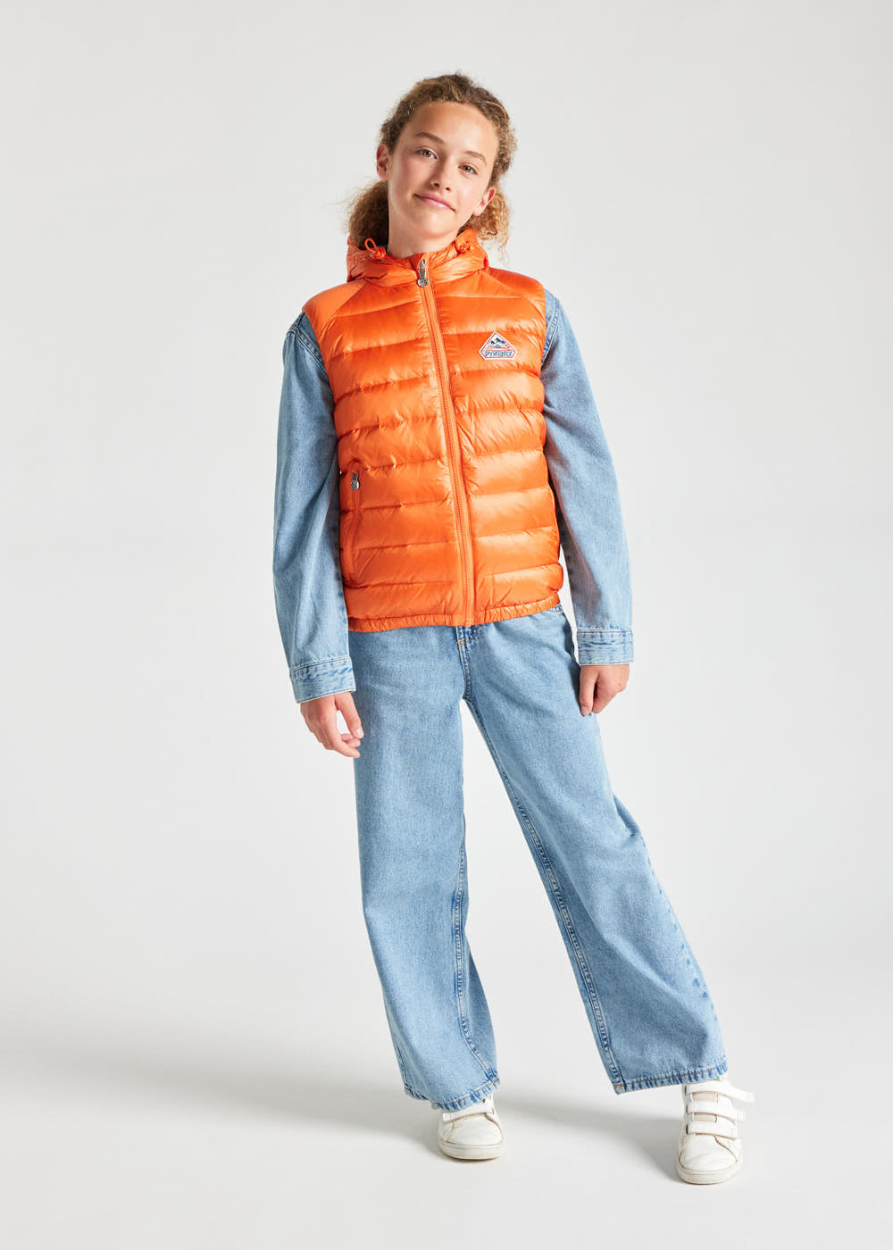 Kids' Pyrenex Cheslin hooded down vest clementine-5