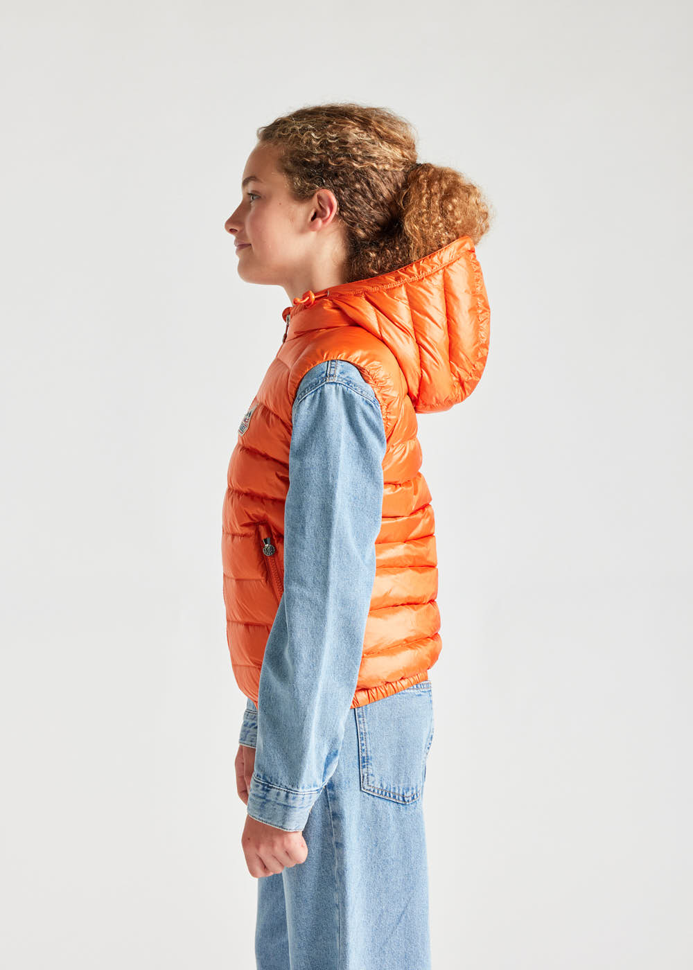 Kids' Pyrenex Cheslin hooded down vest clementine-8