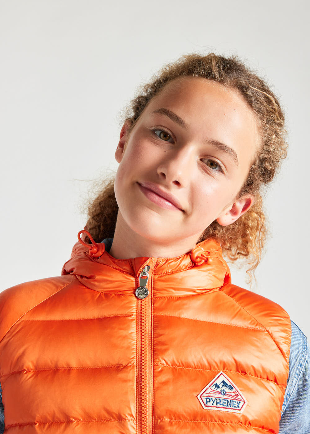 Kids' Pyrenex Cheslin hooded down vest clementine-6