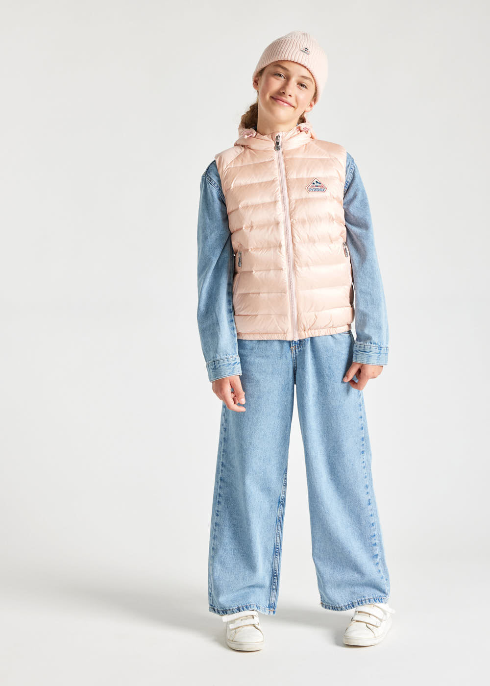 Kids' Pyrenex Cheslin hooded down vest peach-whip-1