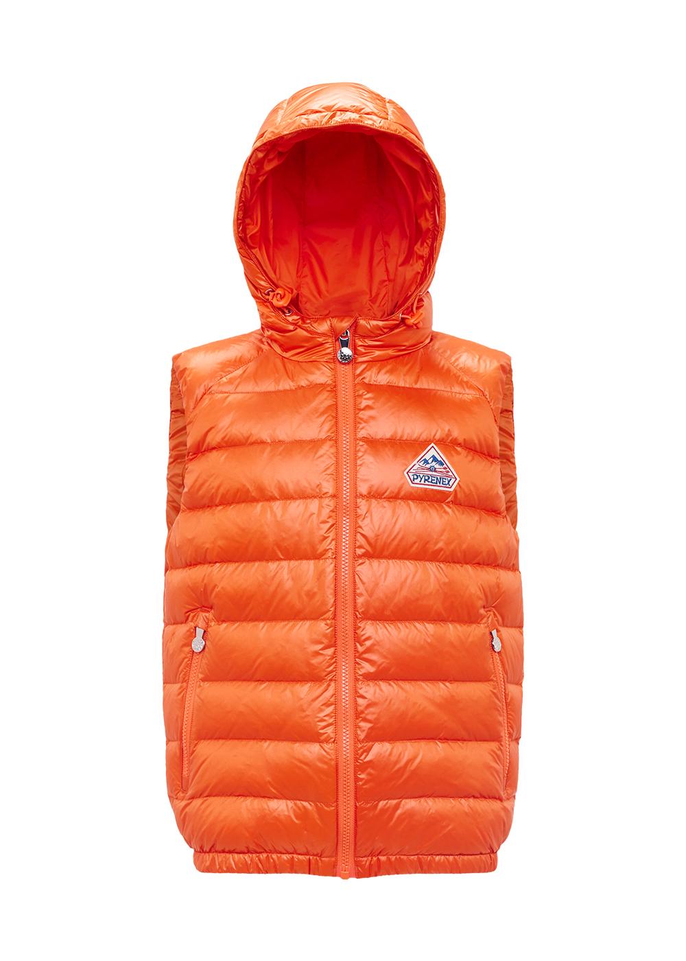 Kids' Pyrenex Cheslin hooded down vest clementine-10