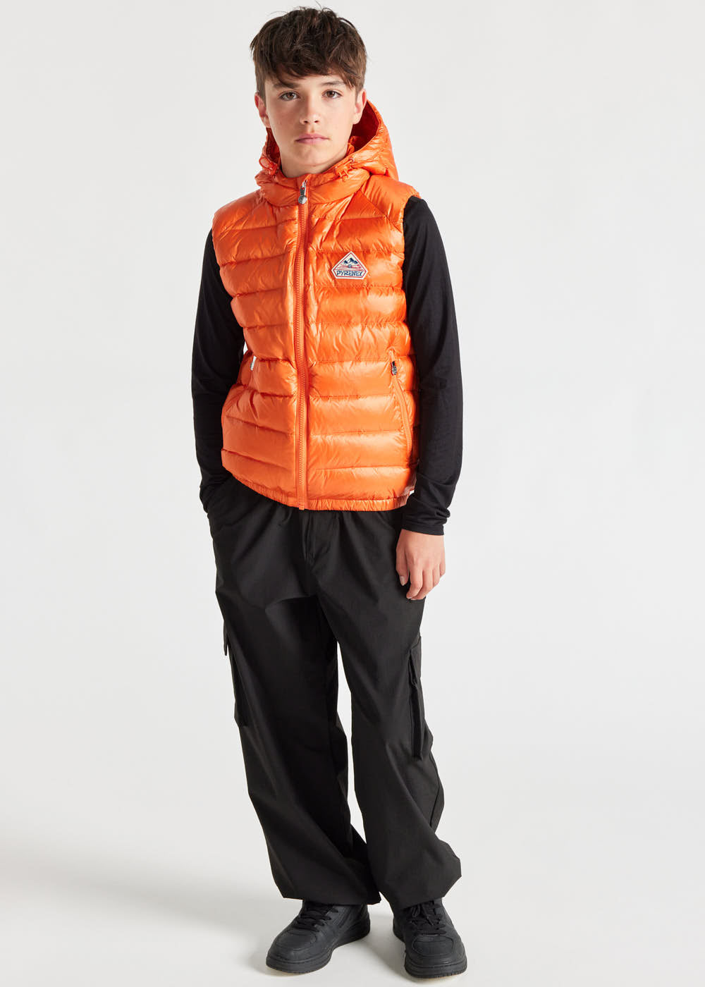 Kids' Pyrenex Cheslin hooded down vest clementine-1