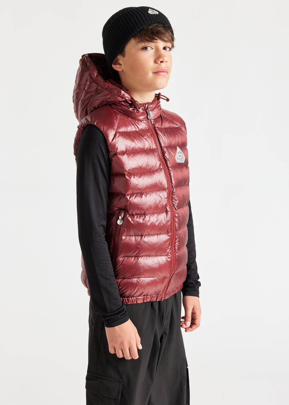 Kids' Pyrenex Cheslin hooded down vest syrah-3